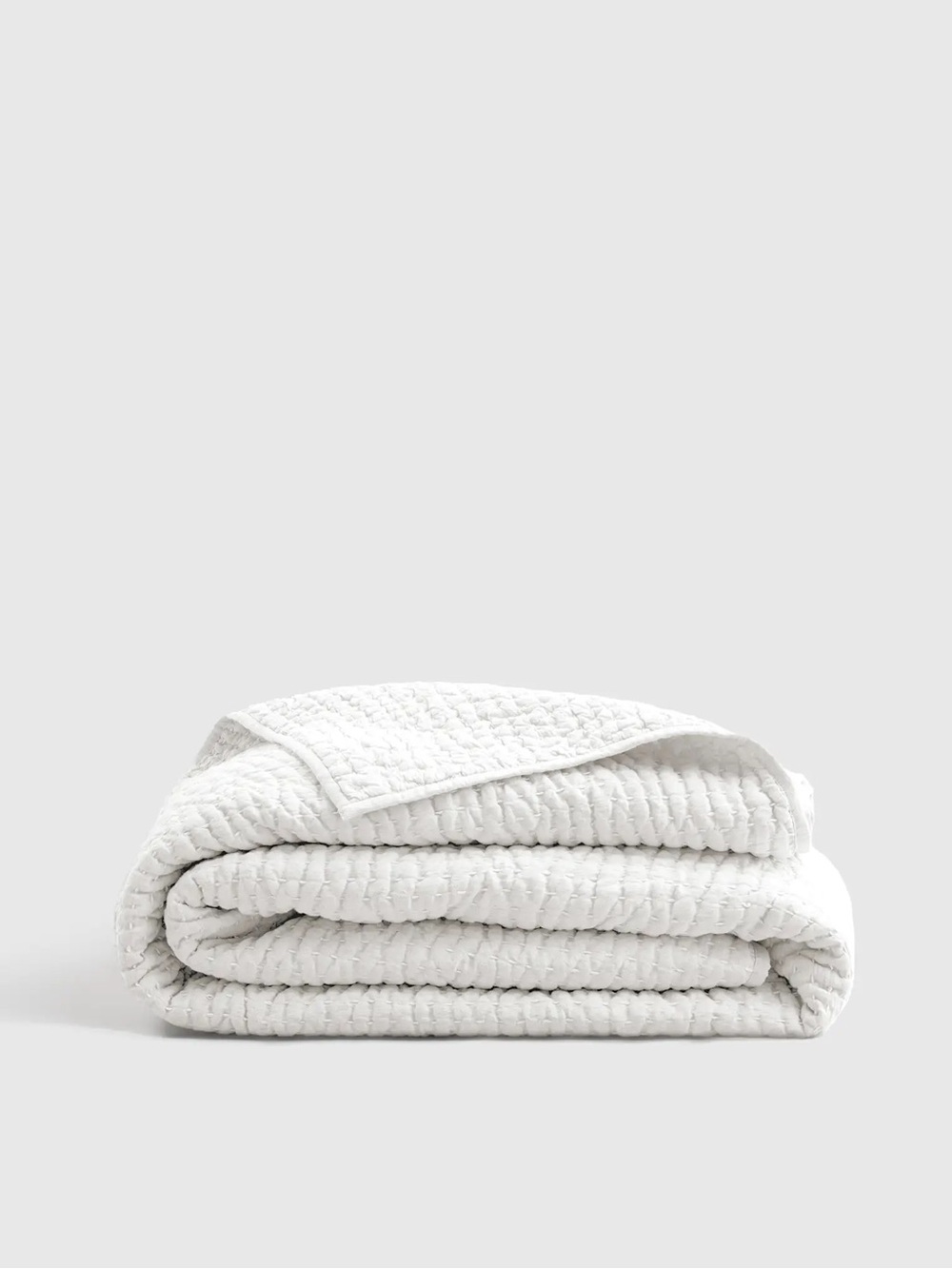 NWT QUINCE European Linen Cotton Stitch Quilt King/Cal King White 8023